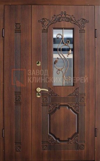 Парадная входная дверь МДФ со стеклом и ковкой ПР-120 МДФ со стеклом и ковкой ПР-120